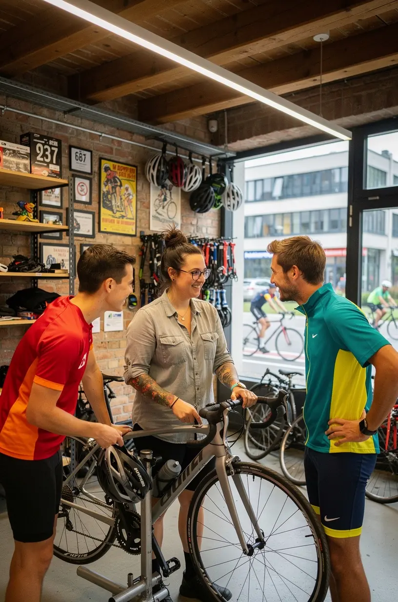 Fahrradtourist auf einem gut ausgeschilderten Radweg entlang eines malerischen Flusses in Deutschland.